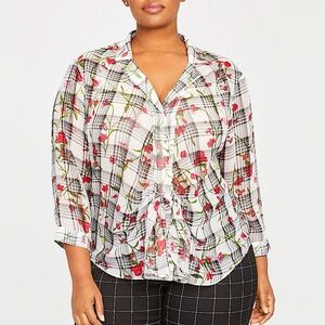 Rachel Roy Front Tie Button Down Top